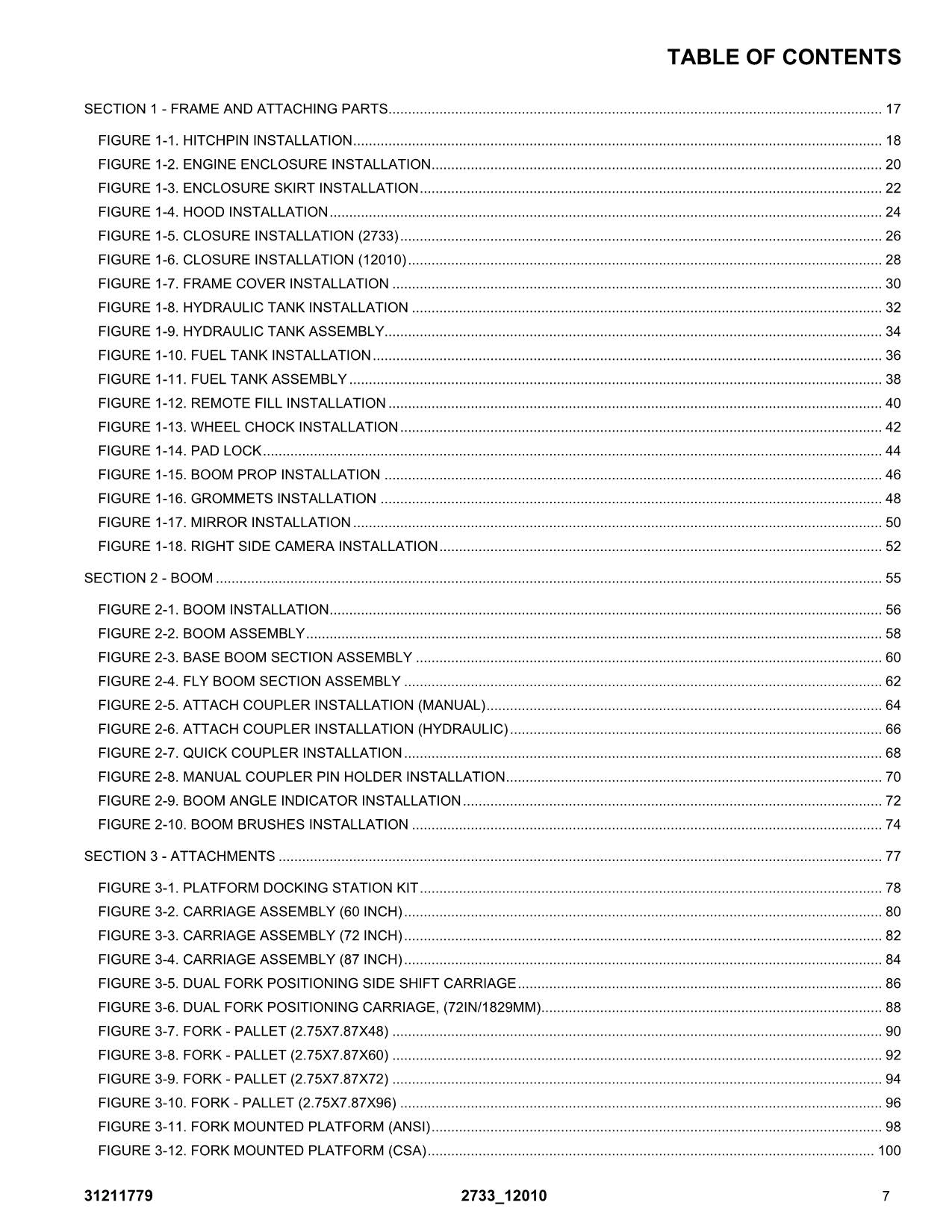 JLG 12010 2733 Telehandler Parts Catalog Manual 31211779