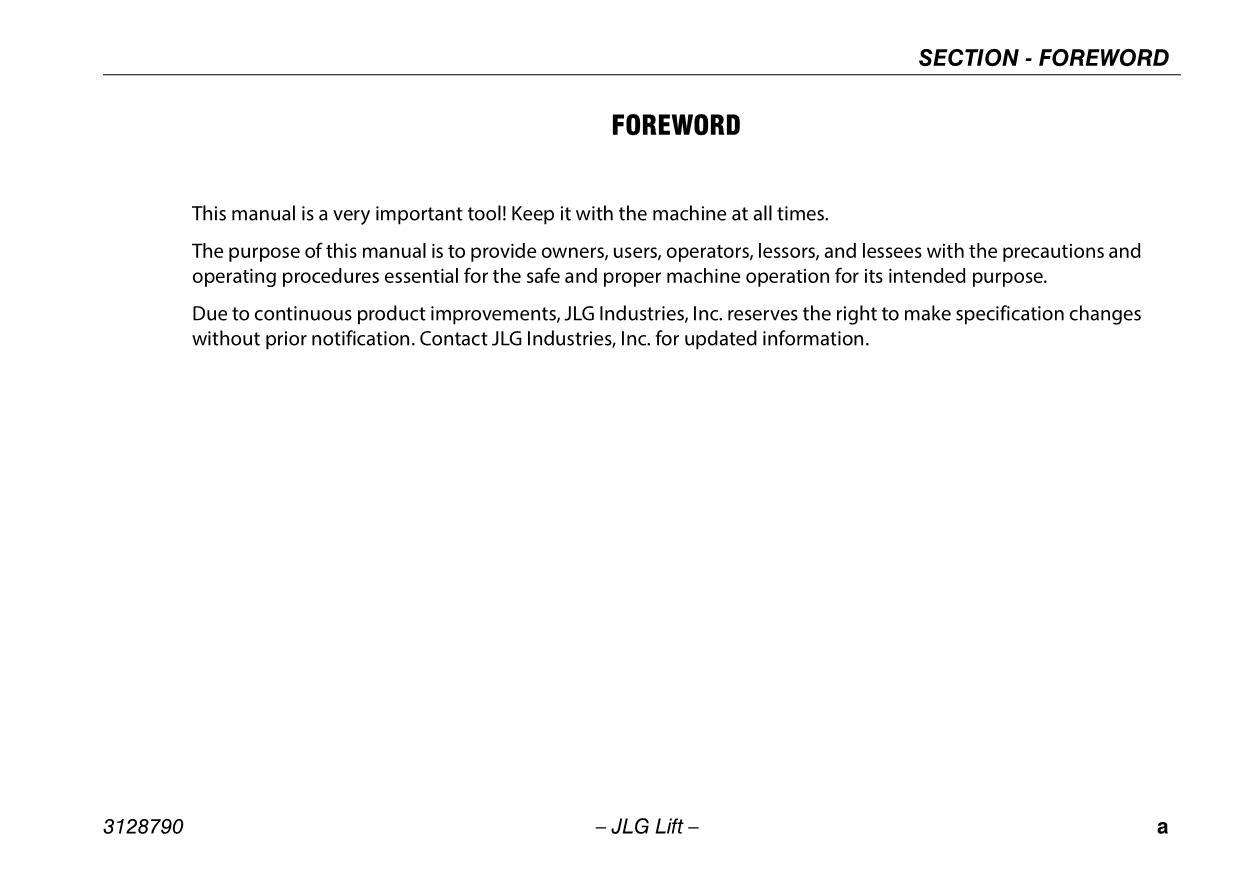 JLG X700AJ Compact Crawler Boom Maintenance Operation Operators Manual