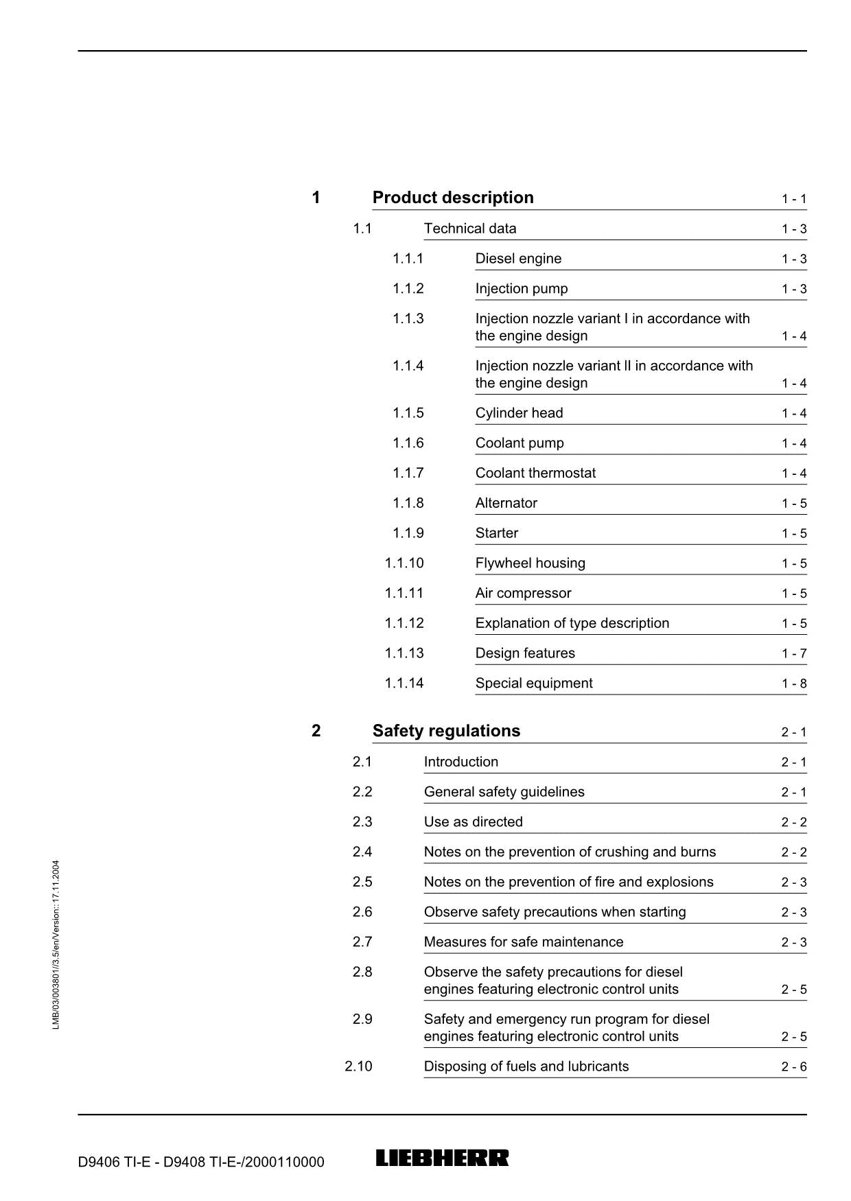 Liebherr D9406 TI-E - D9408 TI-E engine Operators manual