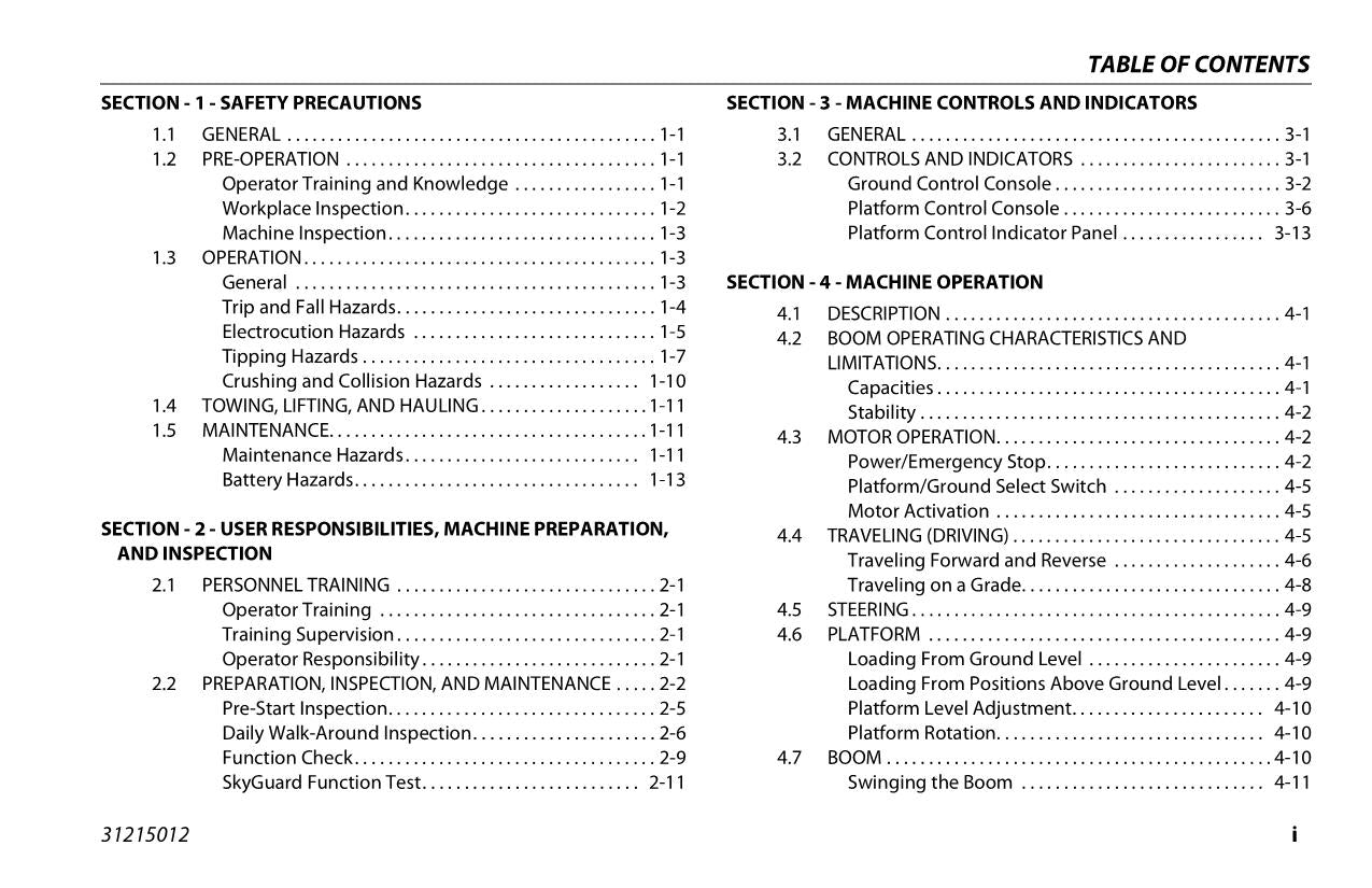 JLG E450AJ Boom Lift Maintenance Operation Operators Manual 31215012