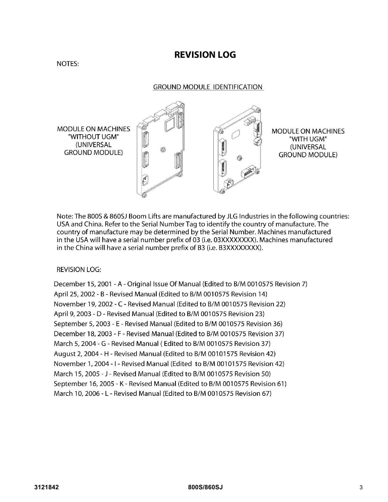 JLG 800S 860SJ Boom Lift Parts Catalog Manual Prior to 0300140000 3121842