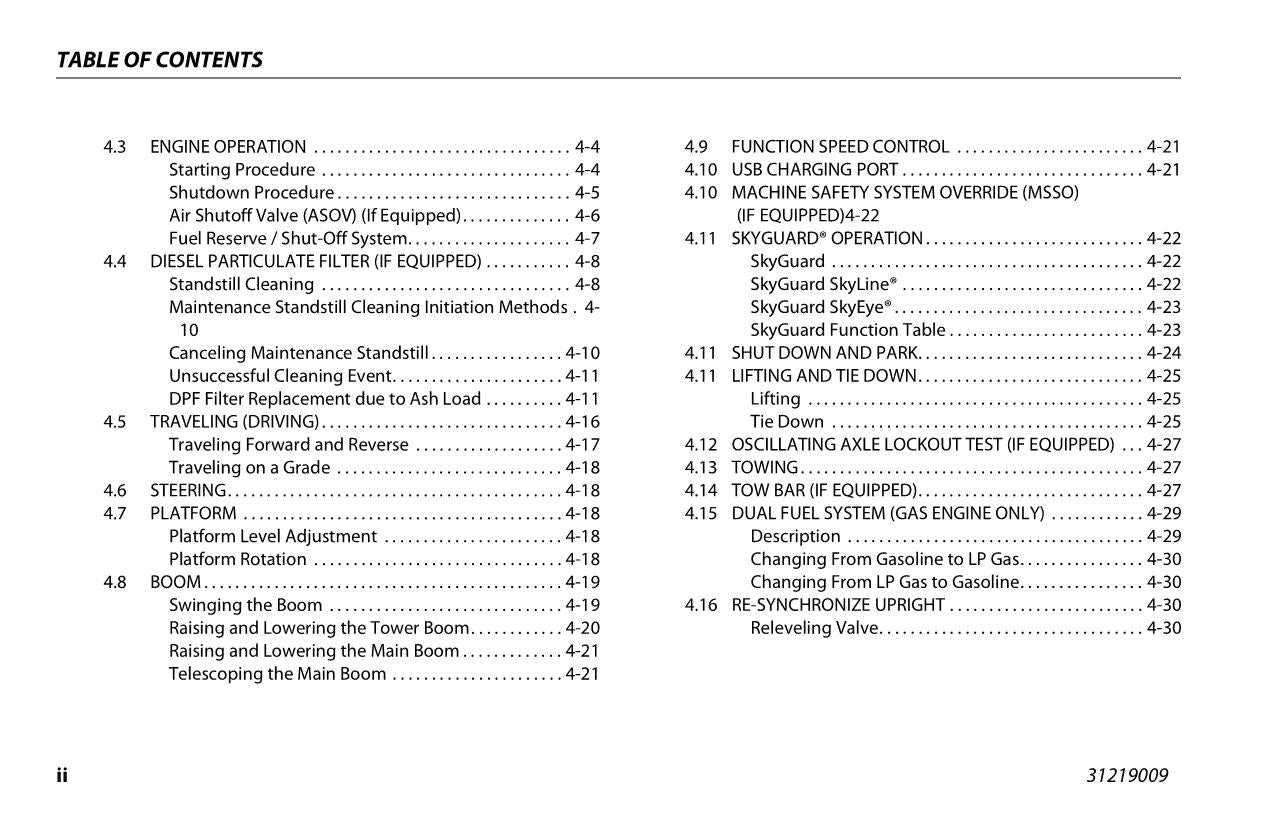 JLG 800AJ Boom Lift Maintenance Operation Operators Manual 31219009