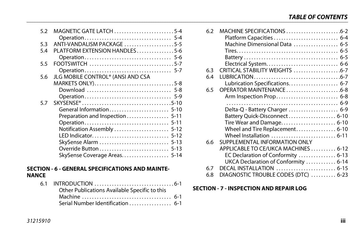 JLG AE1932 Boom Lift Maintenance Operation Operators Manual