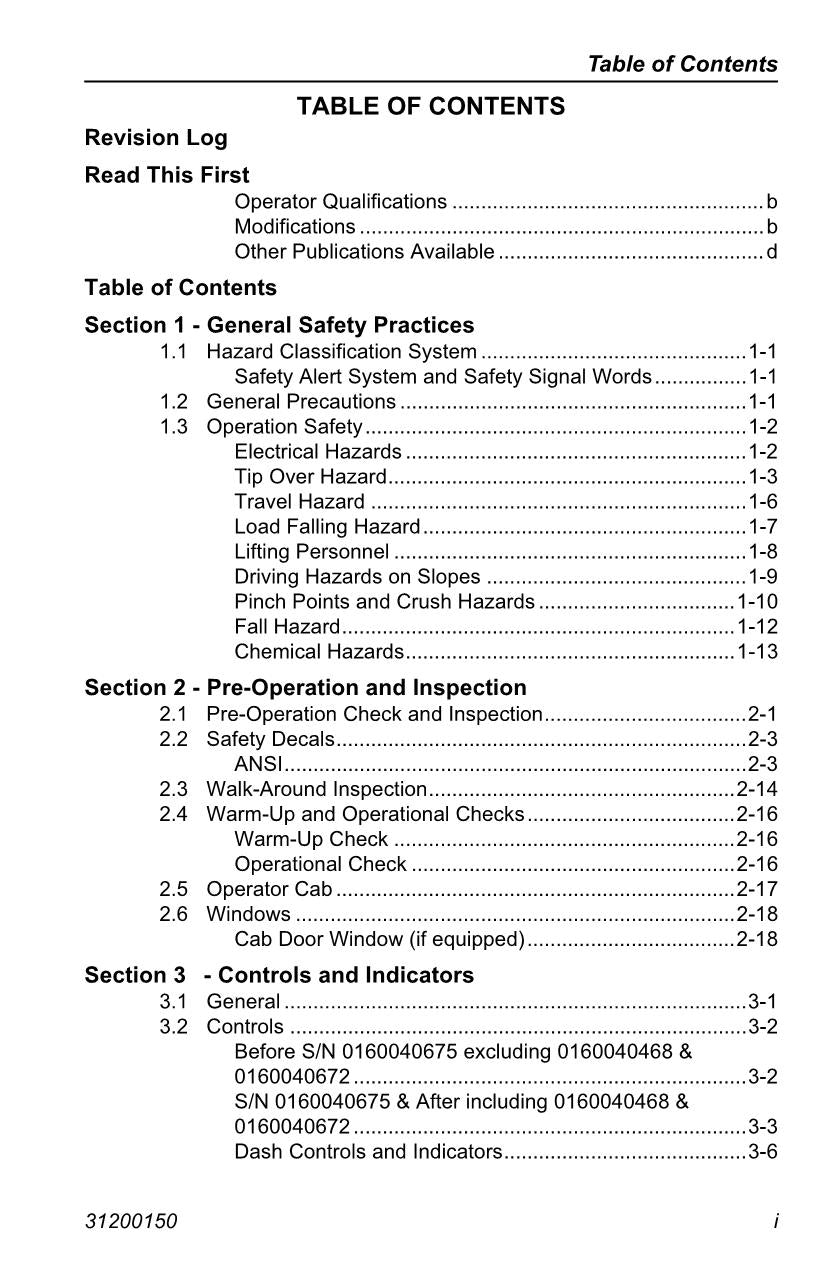 JLG G10-43A G9-43A Telehandler Maintenance Operation Operators Manual