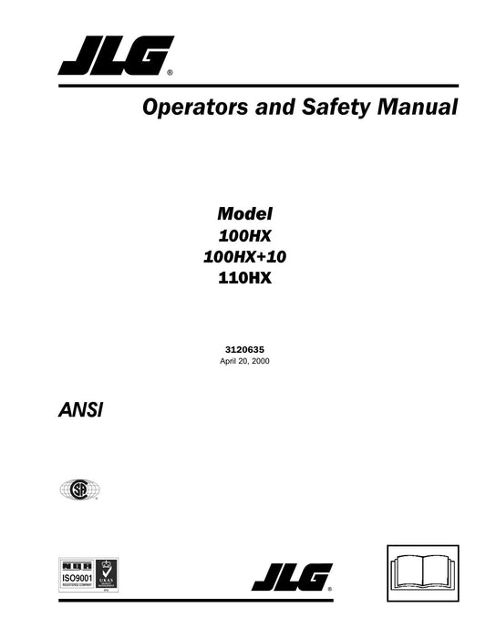 JLG 100HX 100HX+10 110HX Boom Lift Maintenance Operators Manual 3120635