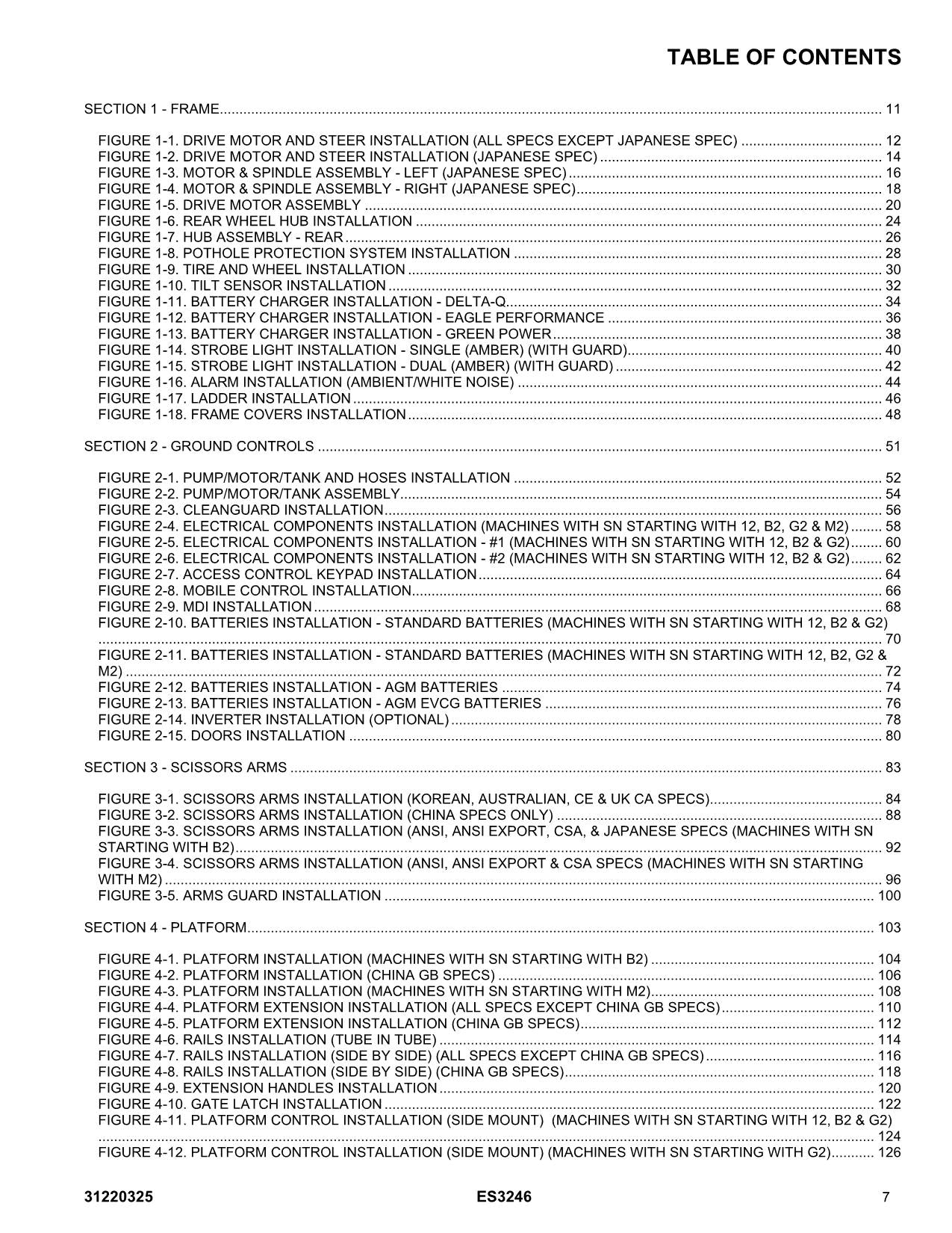 JLG ES3246 Scissor Lift Parts Catalog Manual 31220325