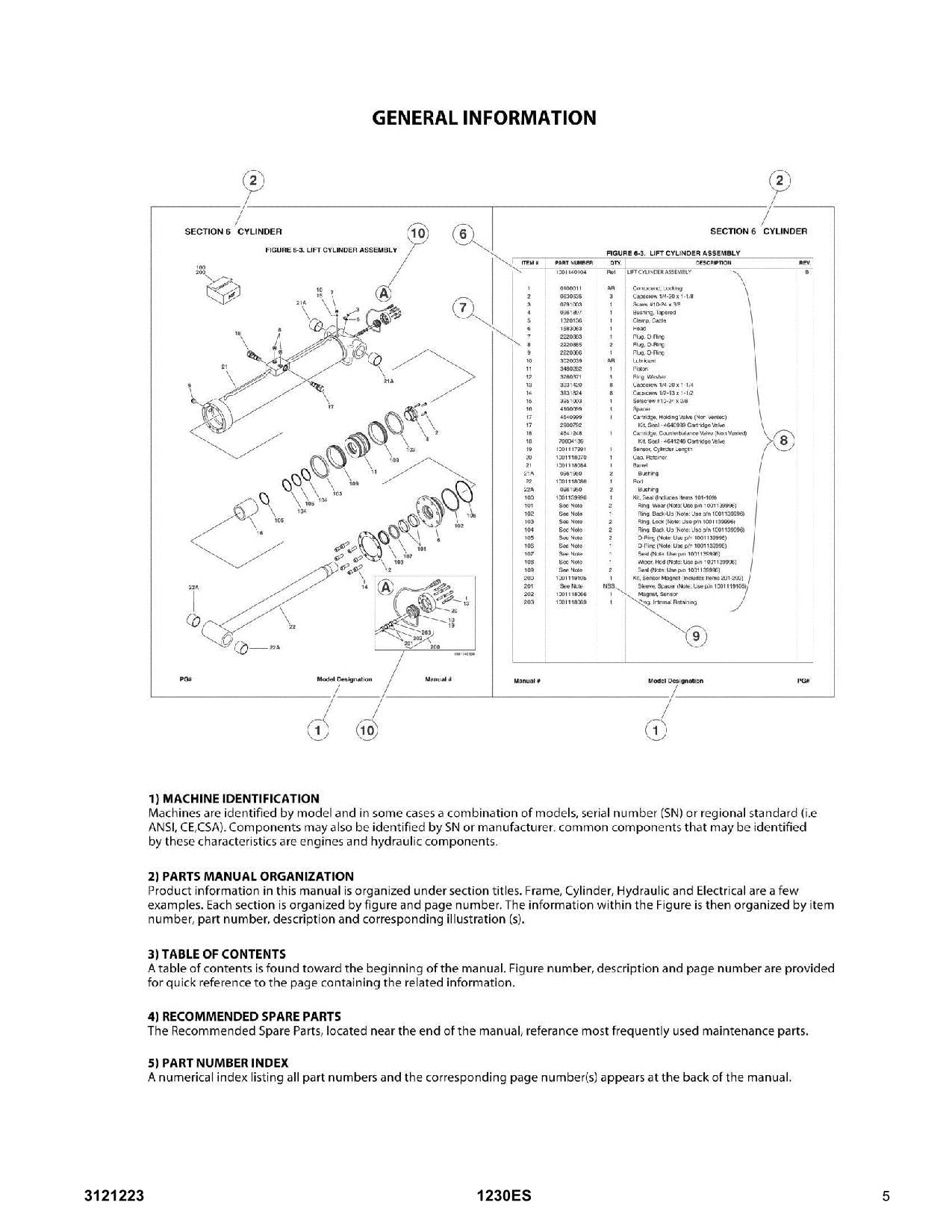 JLG 1230ES Vertical Mast Parts Catalog Manual 3121223