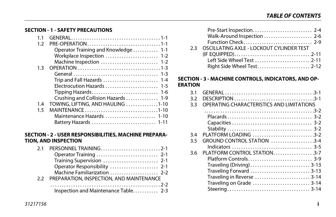 JLG 330LRT 430LRT Boom Lift Maintenance Operation Operators Manual