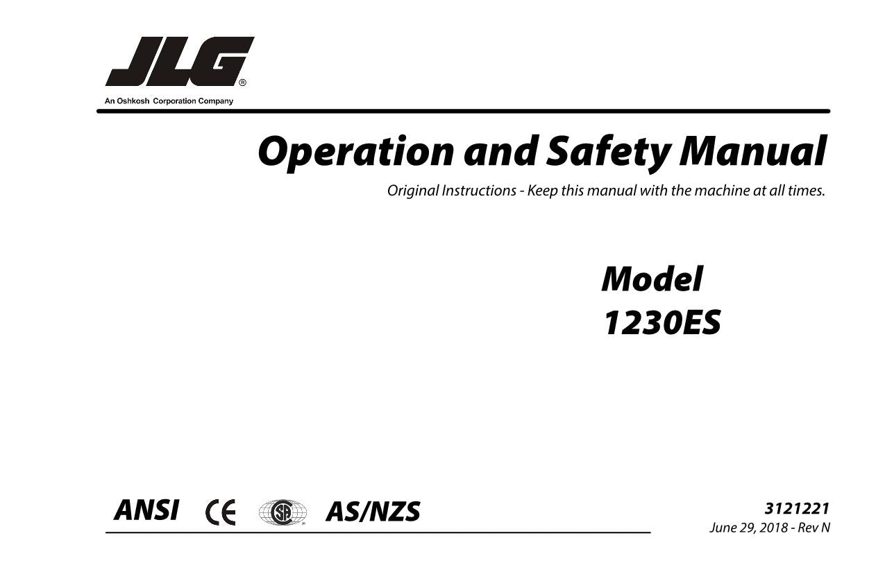 JLG 1230ES Vertical Mast Maintenance Operation Operators Manual 3121221