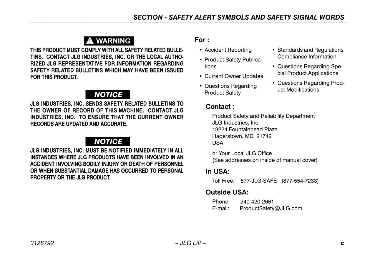 JLG X390AJ Compact Crawler Boom Maintenance Operation Operators Manual