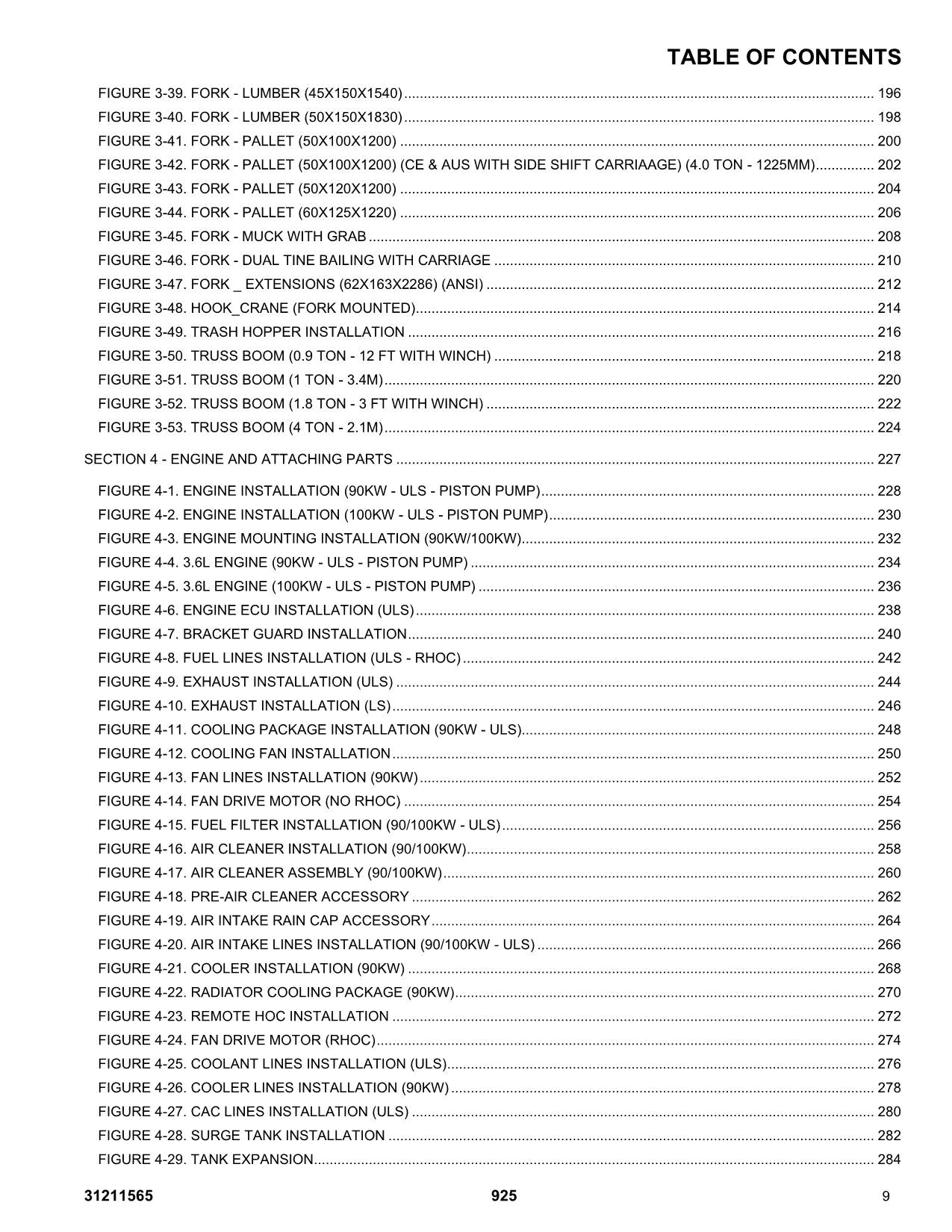 JLG 925 Telehandler Parts Catalog Manual 31211565