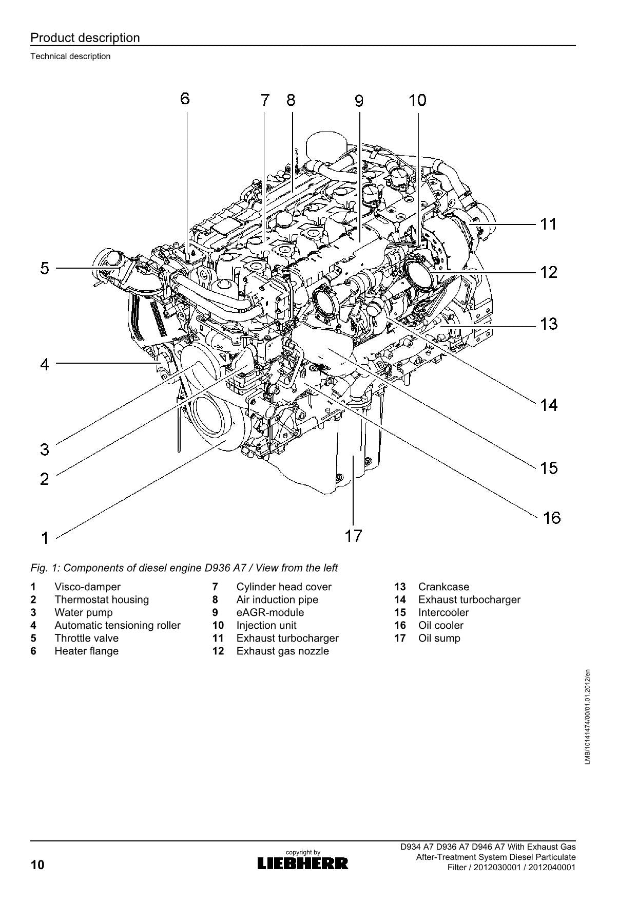 Liebherr D934 D936 D946 A7 Exhaust Gas Treatment System engine Operators manual