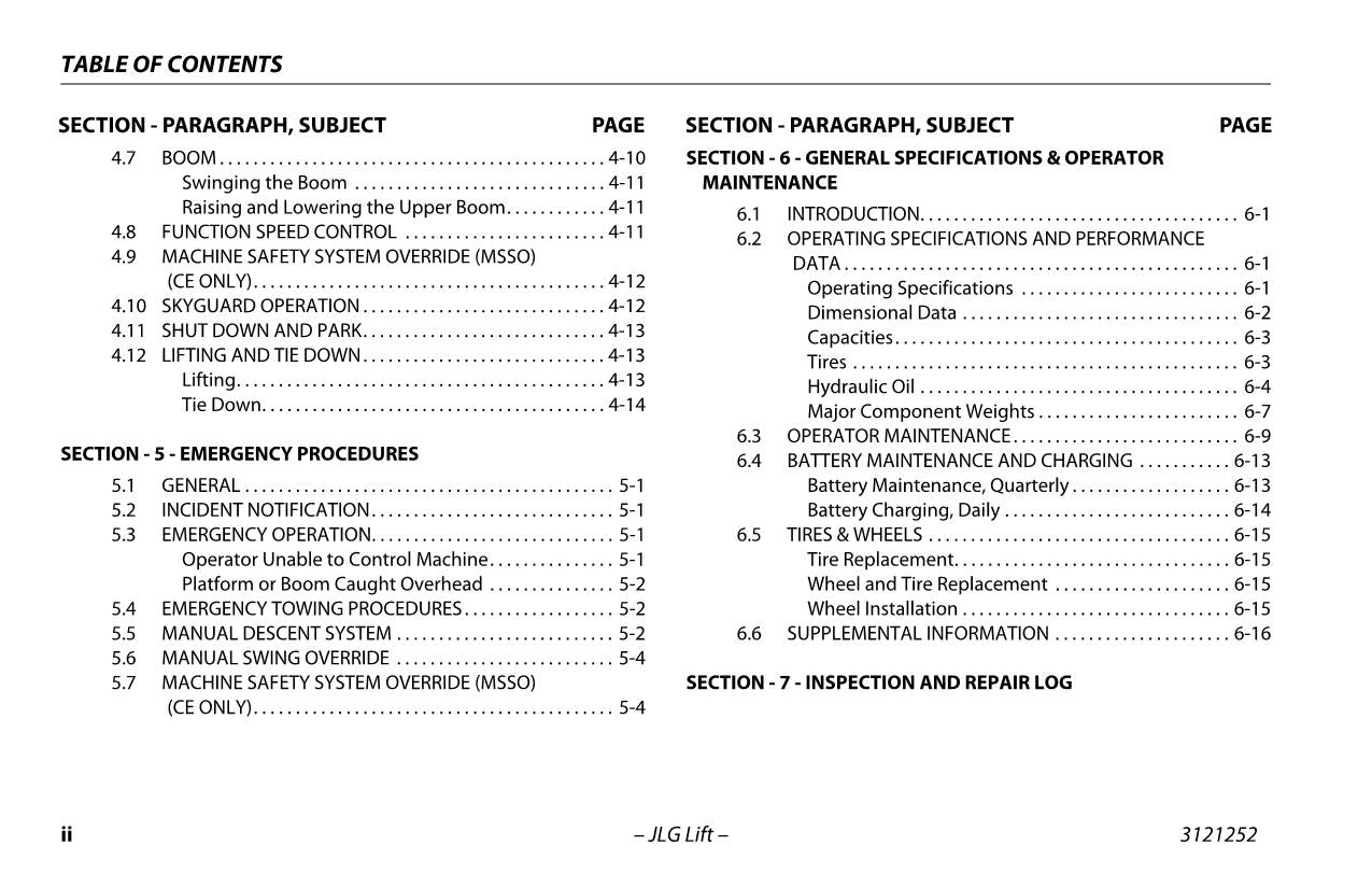 JLG E300AJ E300AJP Boom Lift Maintenance Operation Operators Manual 3121252