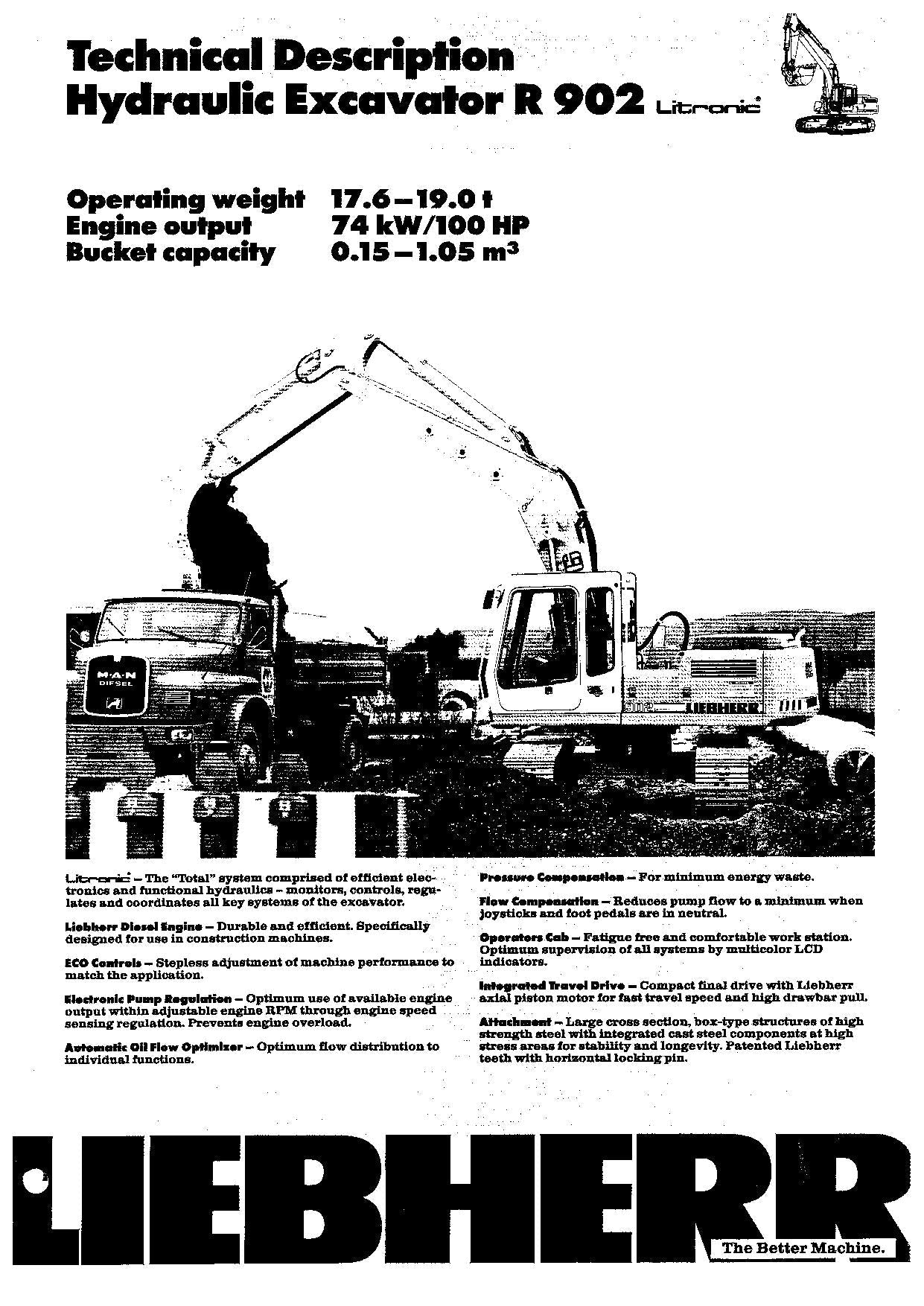 Liebherr R902 Litronic Excavator Operators manual serial 2001