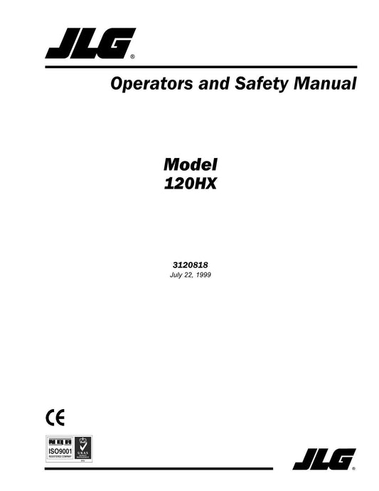 JLG 120HX Boom Lift Maintenance Operation Operators Manual 3120818