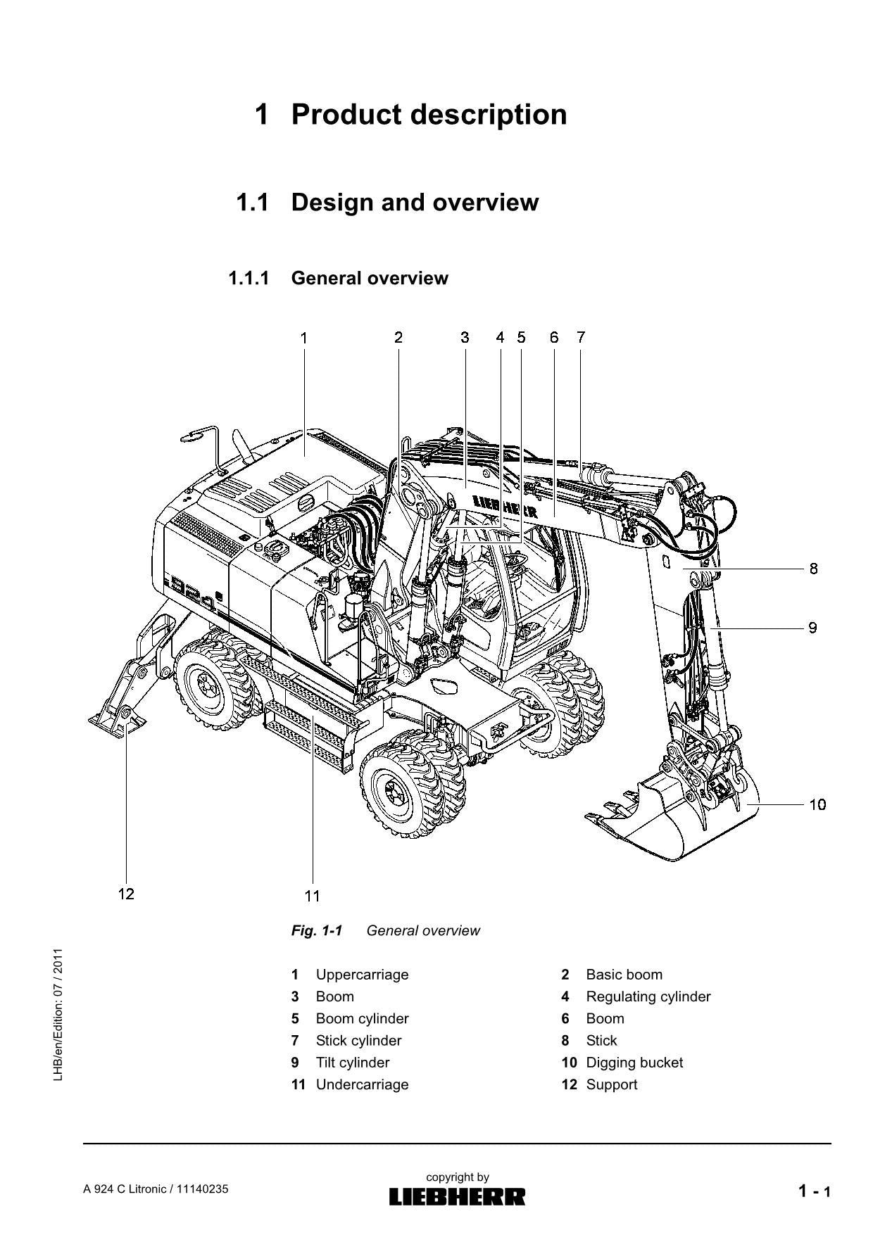 Liebherr A924 C Litronic Excavator Operators manual