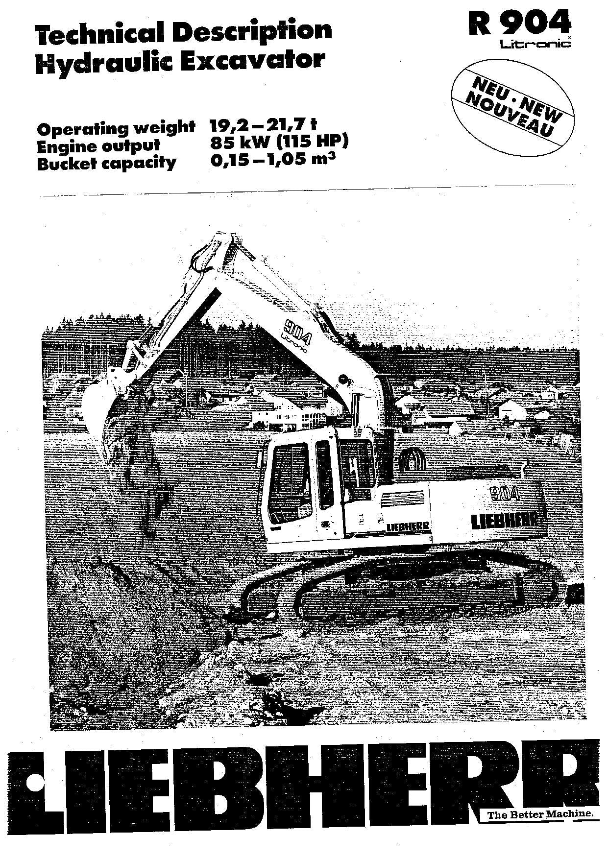 Liebherr R904 Litronic Excavator Operators manual serial 6001