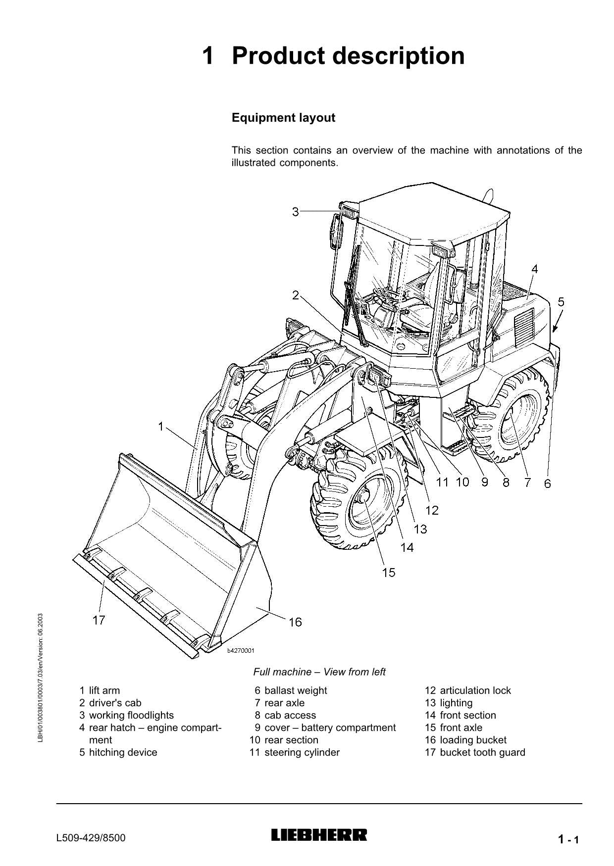 Liebherr L509 Stereo Wheel Loader Operators manual