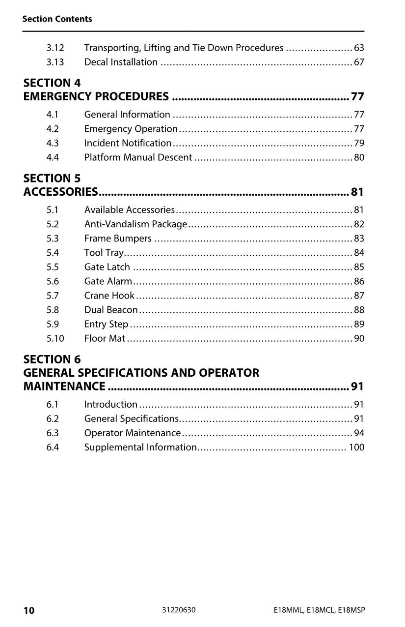 JLG E18MCL E18MML E18MSP Vertical Mast Maintenance Operation Operators Manual