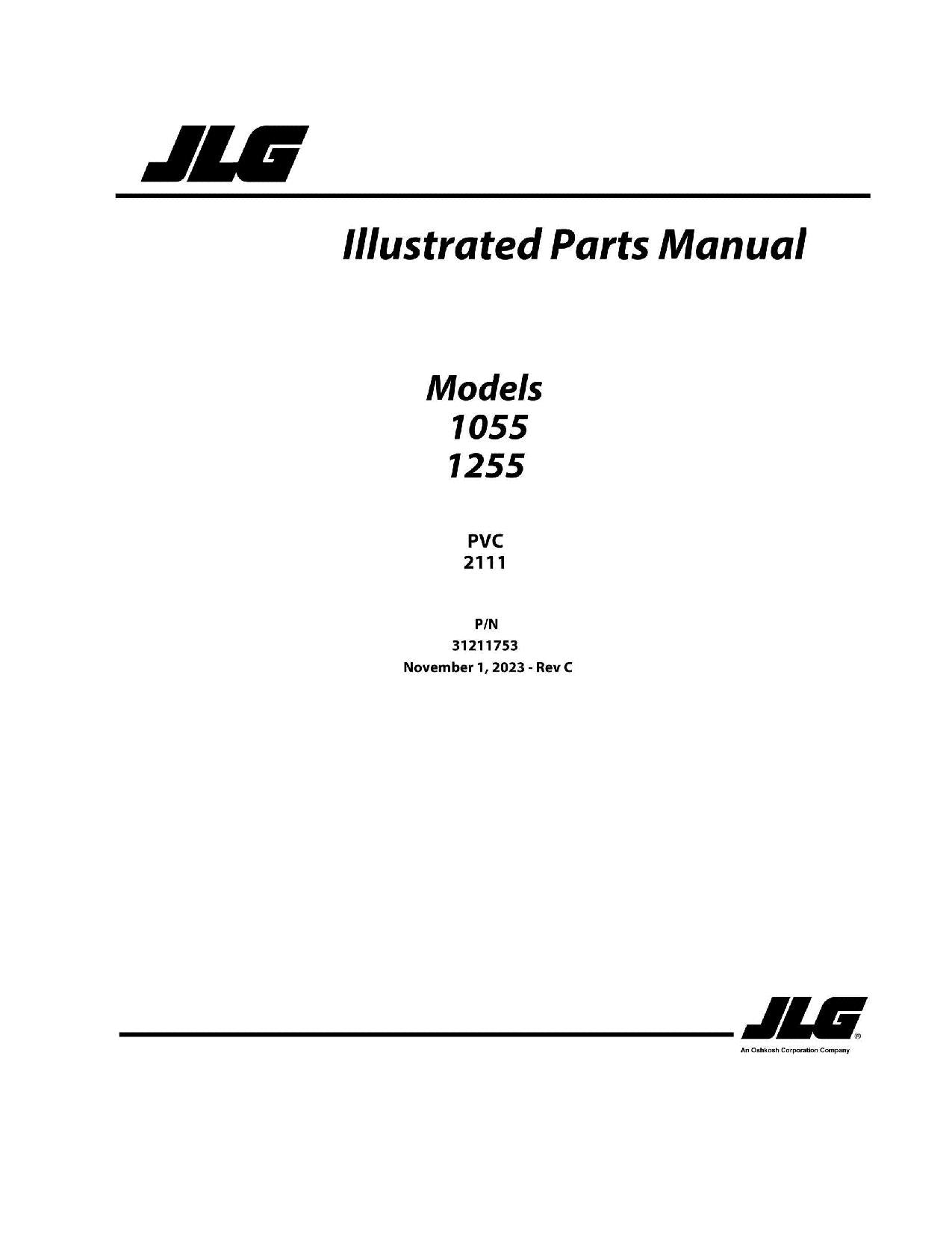 JLG 1055 1255 Telehandler Parts Catalog Manual 31211753