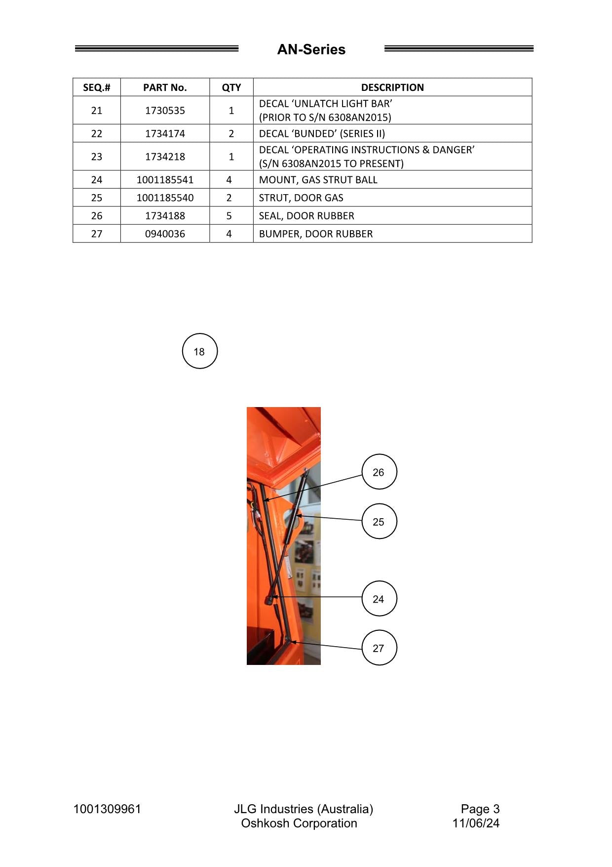 JLG 6308AN 6308AN-6 8308AN 9308AN Series Lighting TOWER Parts Catalog Manual