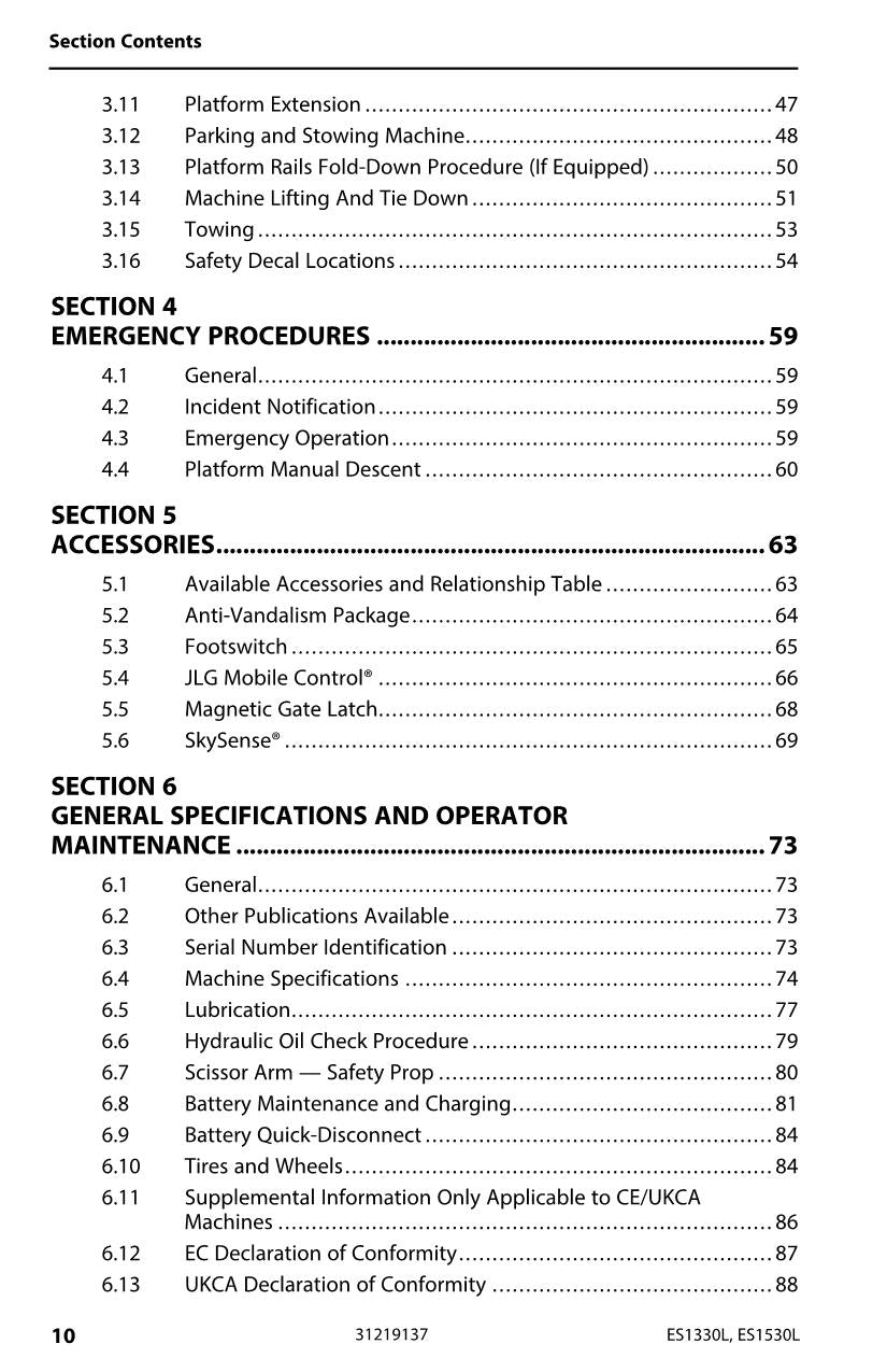 JLG ES1330L ES1530L Scissor Lift Maintenance Operation Operators Manual 31219137