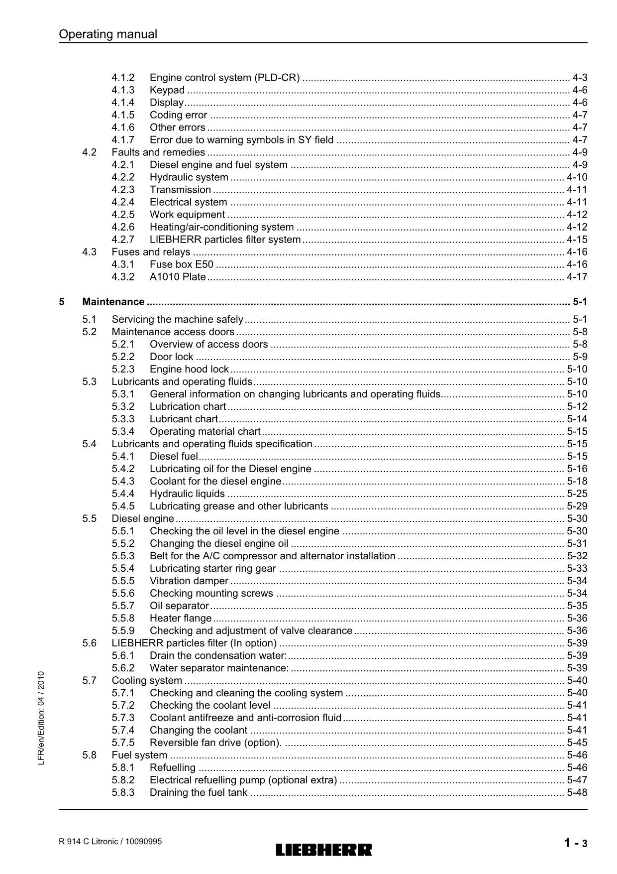 Liebherr R914 C Litronic Excavator Operators manual serial 27782