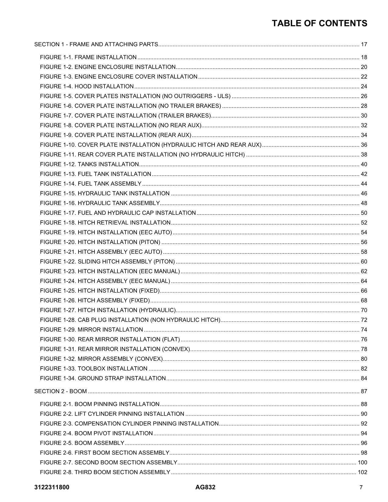 JLG AG832  Telehandler Parts Catalog Manual