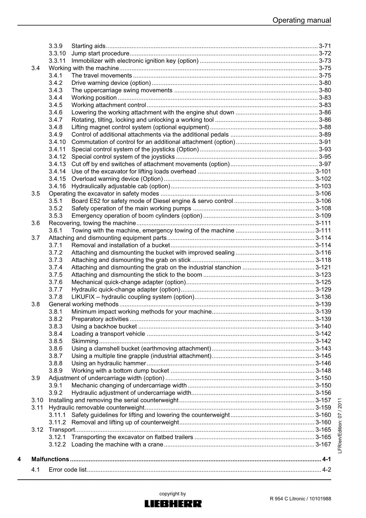 Liebherr R954 C Litronic Excavator Operators manual serial 30833