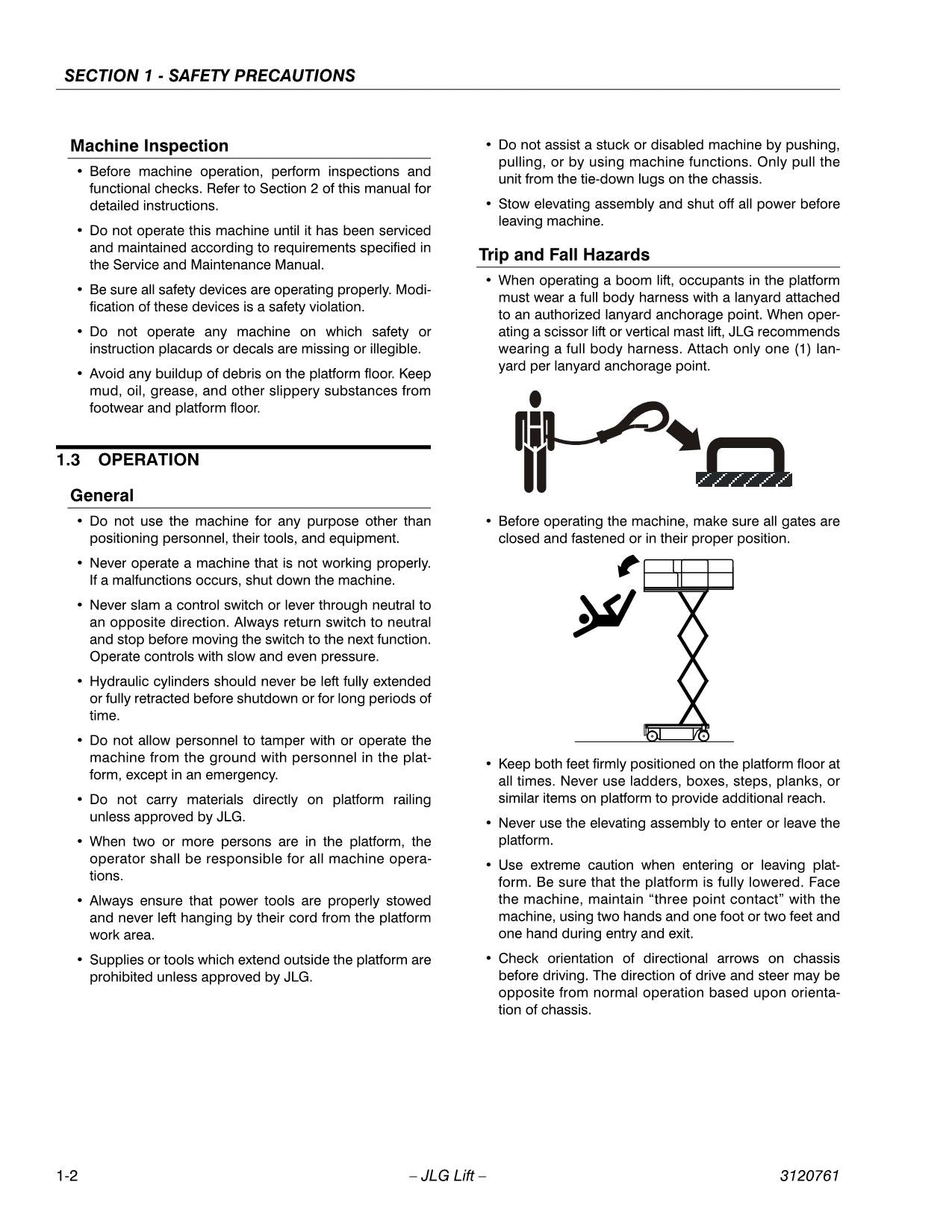 JLG 1532E3 1932E3 2033E3 2046E3 2646E3 2658E3 Lift Operators Manual 3120761