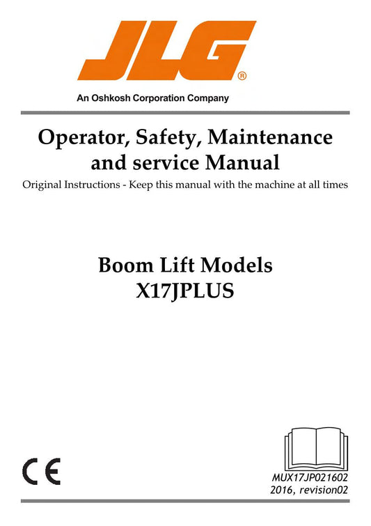 JLG X17JP SERVICE Compact Crawler Boom Maintenance Operation Operators Manual