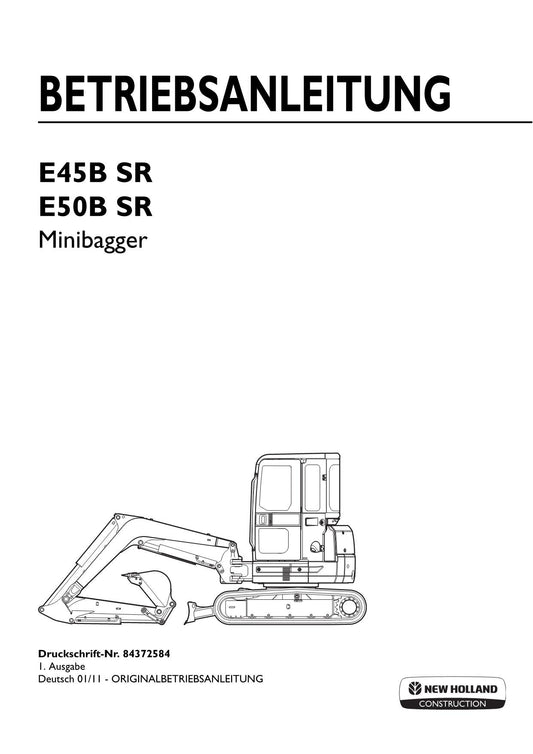 New Holland E45B SR E50B SR Bagger Betriebsanleitung