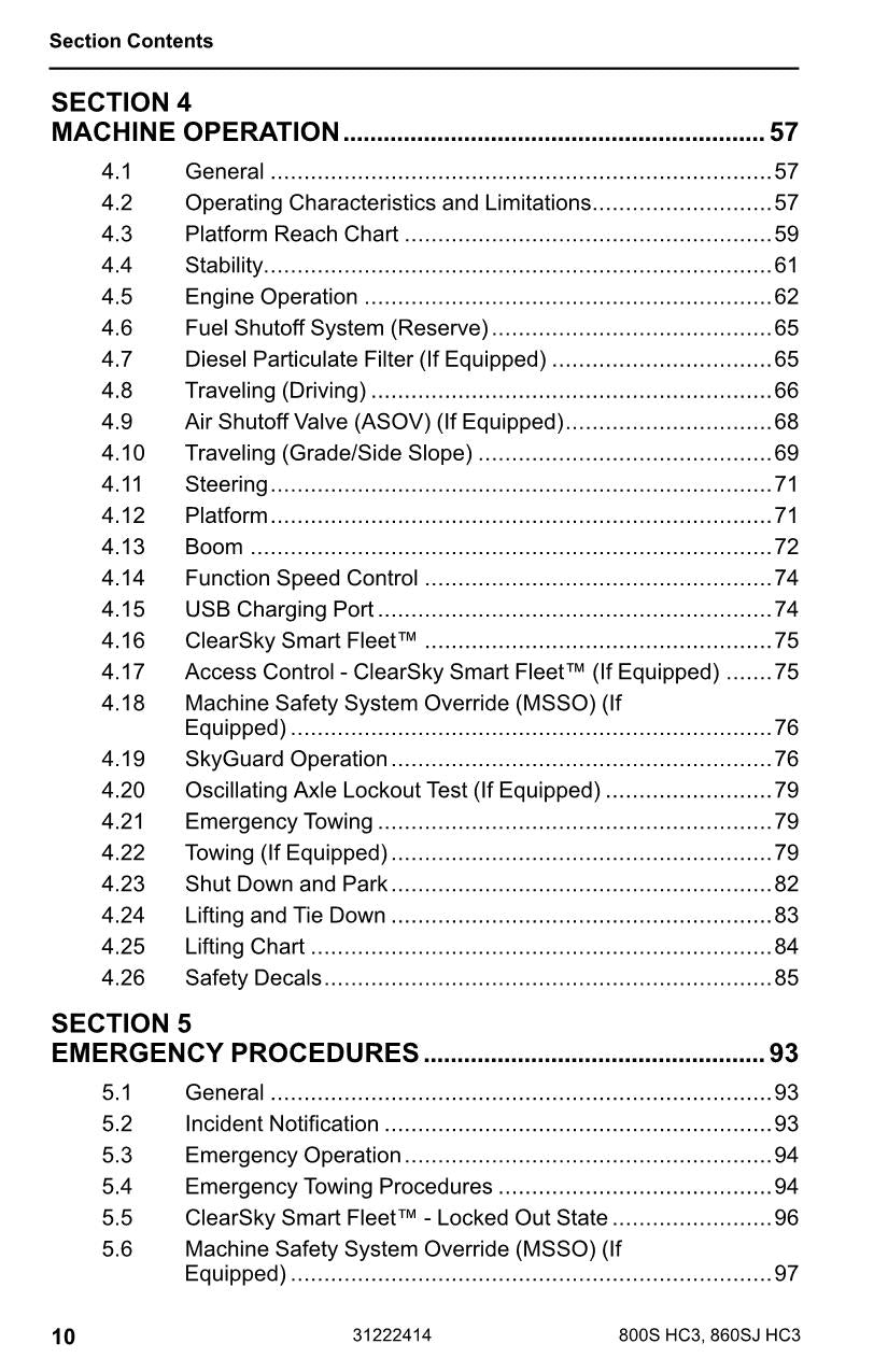 JLG 800S HC3 860SJ HC3 Boom Lift Maintenance Operation Operators Manual 31222414