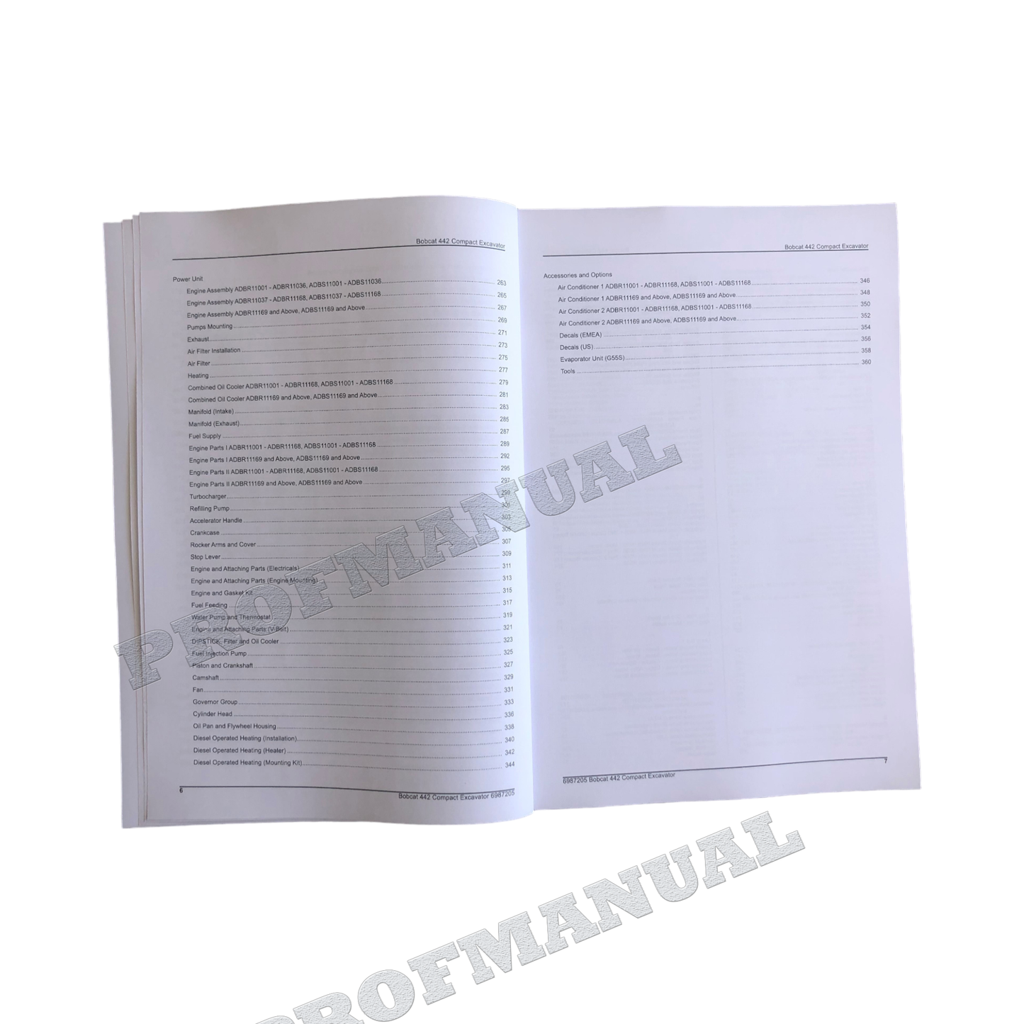 Bobcat 442 Excavator Parts Catalog Manual ADBR11001- ADBS11001-