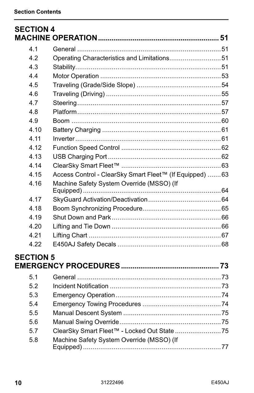 JLG E450AJ Boom Lift Maintenance Operation Operators Manual 31222496