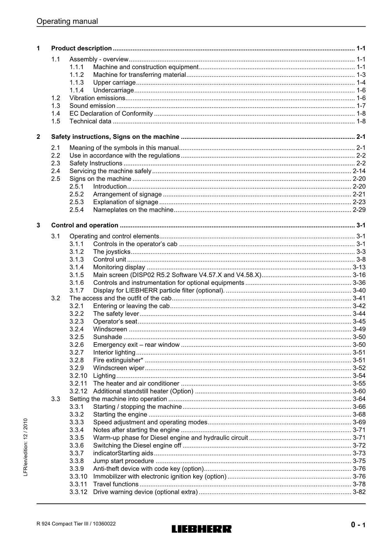 Liebherr R924 Compact TieRIII Excavator Operators manual serial 27686