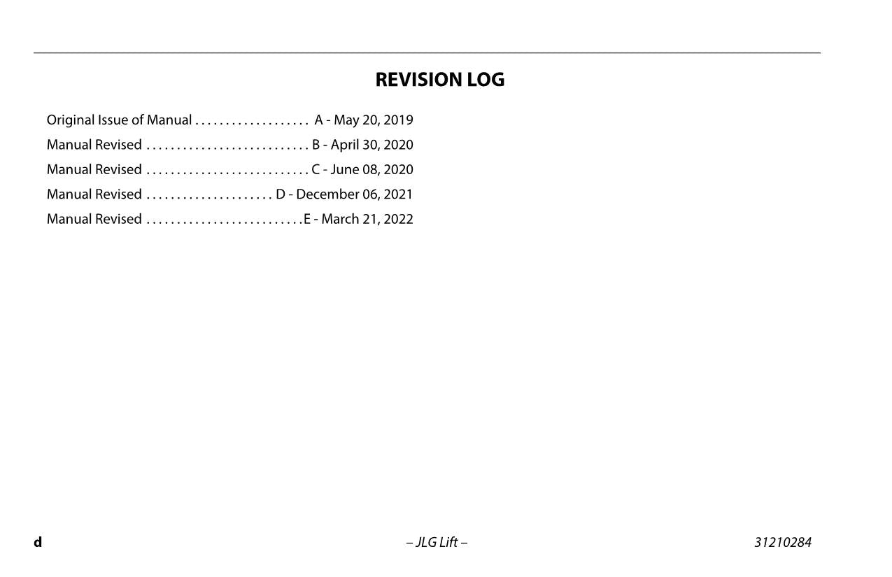 JLG DSP L DSP M DSP S DSPi-M DSPi-S Vertical Mast Operators Manual