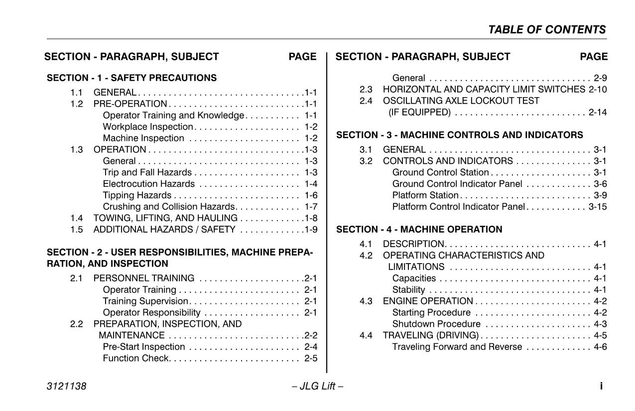 JLG 800S 860SJ Boom Lift Maintenance Operation Operators Manual 3121138