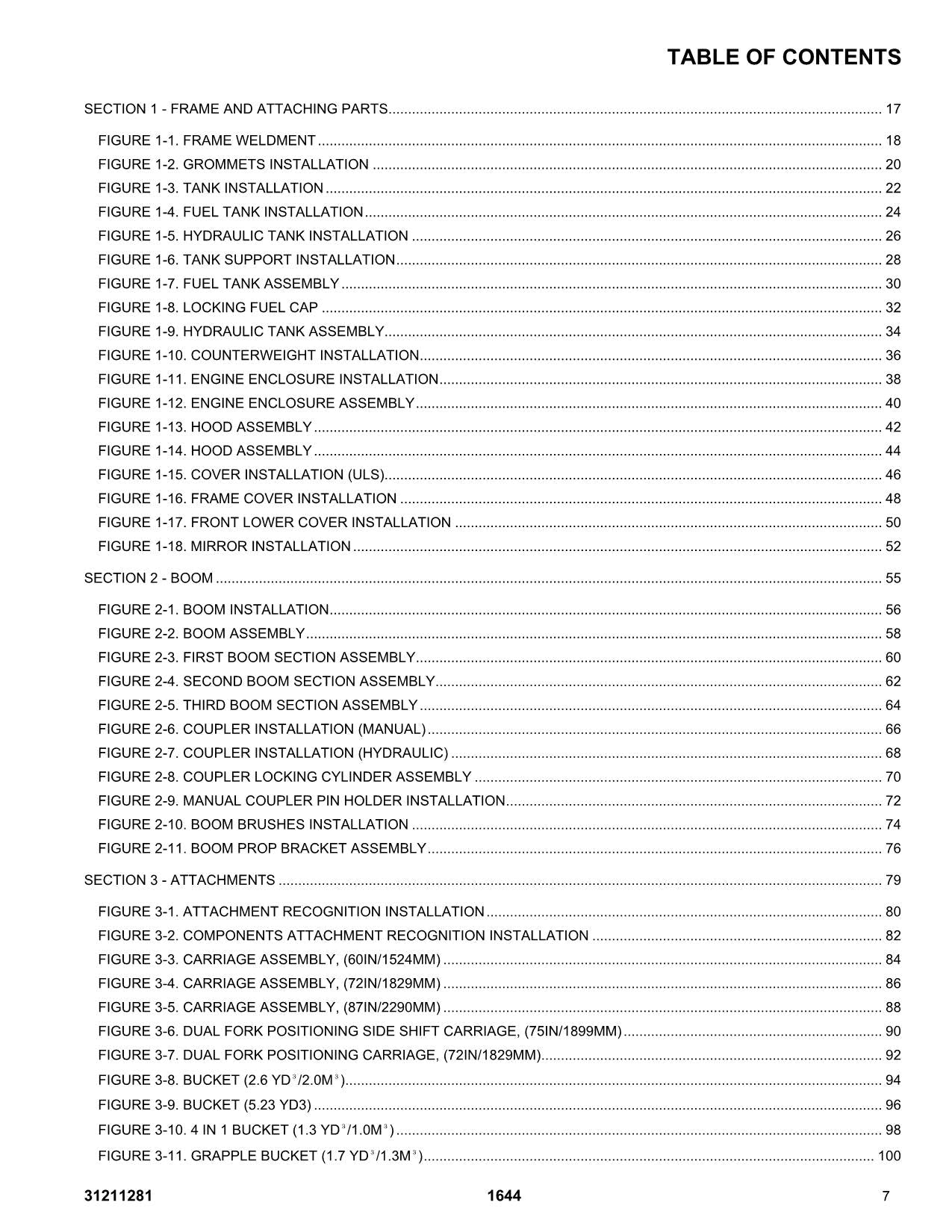 JLG 1644 Telehandler Parts Catalog Manual 0160000001-0160100942