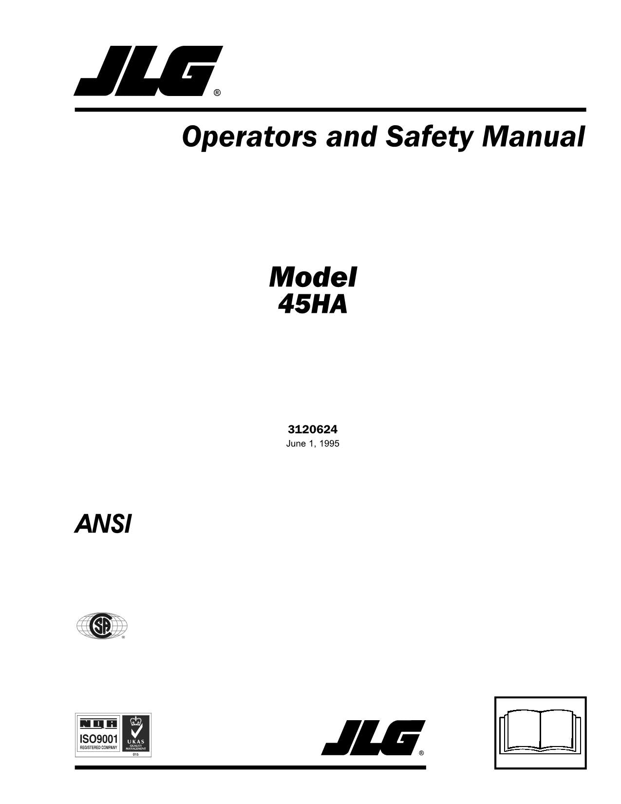 JLG 45HA Boom Lift Maintenance Operation Operators Manual