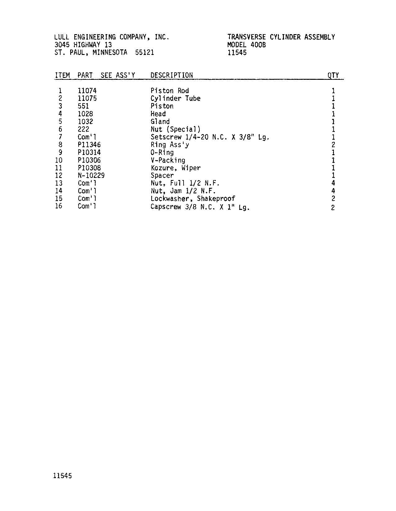 JLG LULL  400B Telehandler Parts Catalog Manual