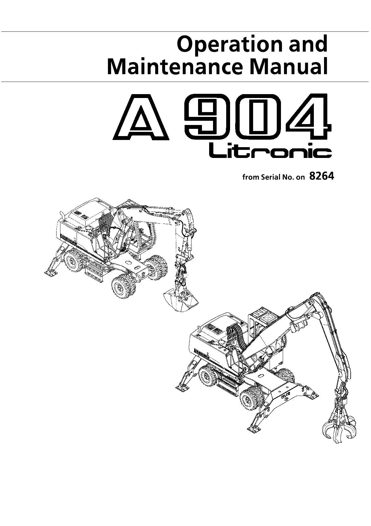 Liebherr A904 Litronic Excavator Operators manual