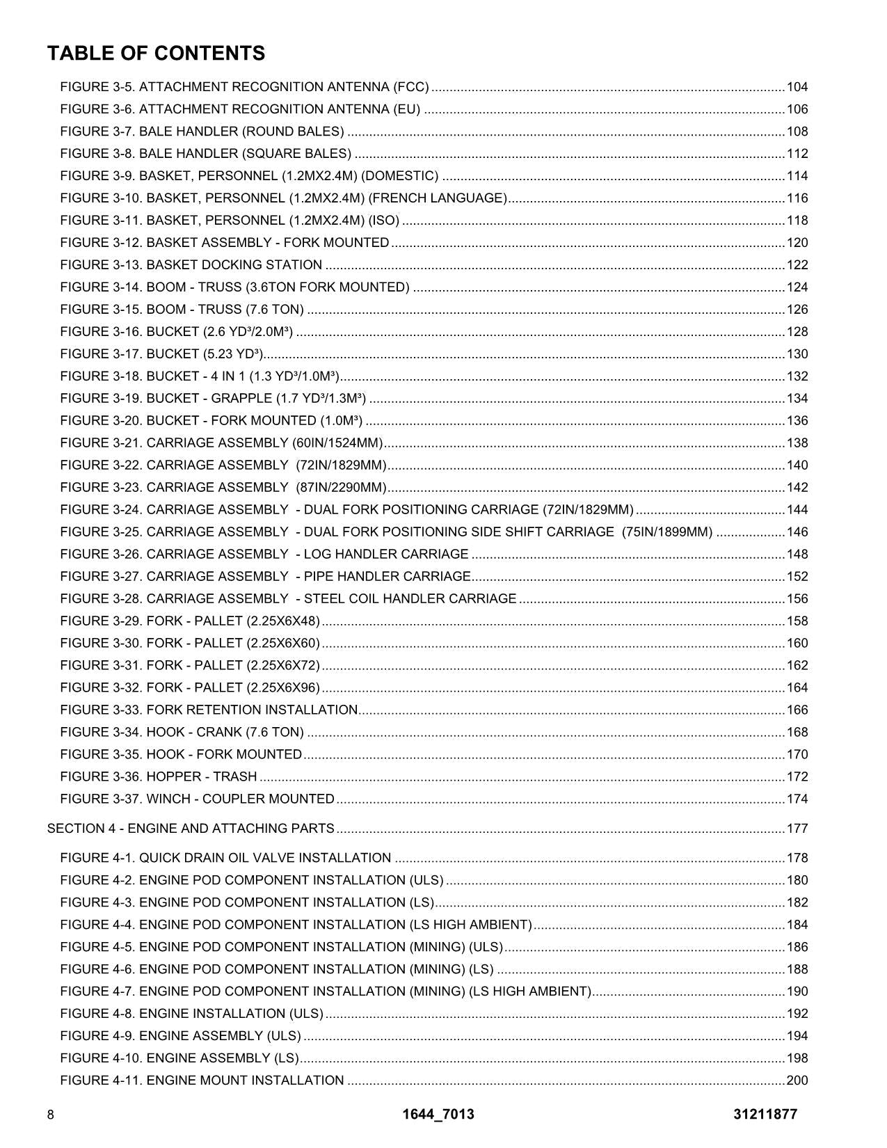 JLG 1644 7013H Telehandler Parts Catalog Manual 31211877