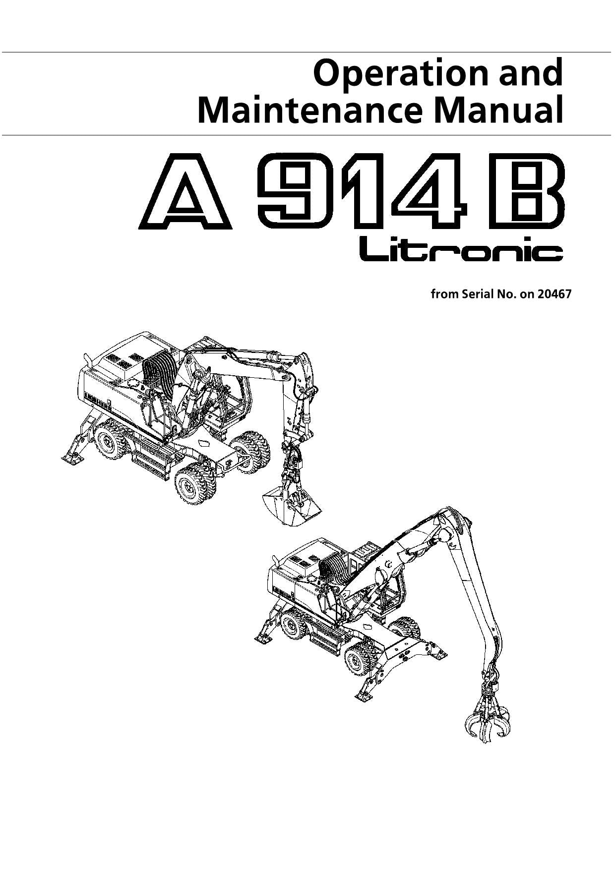 Liebherr A914 B Litronic Excavator Operators manual