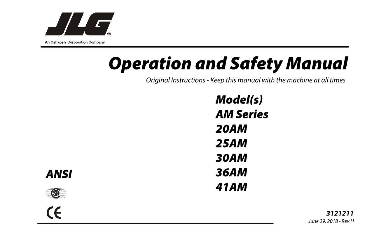 JLG 20AM 25AM 30AM 36AM 41AM Vertical Mast Operators Manual