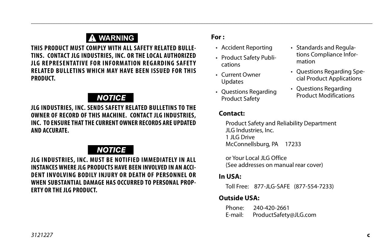 JLG 10MSP Vertical Mast Maintenance Operation Operators Manual 3121227