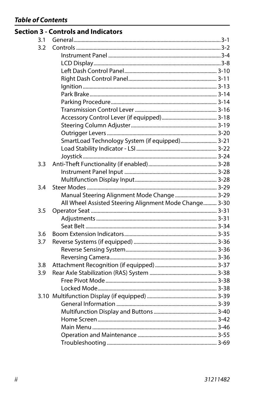 JLG 1075 Telehandler Maintenance Operation Operators Manual 31211482