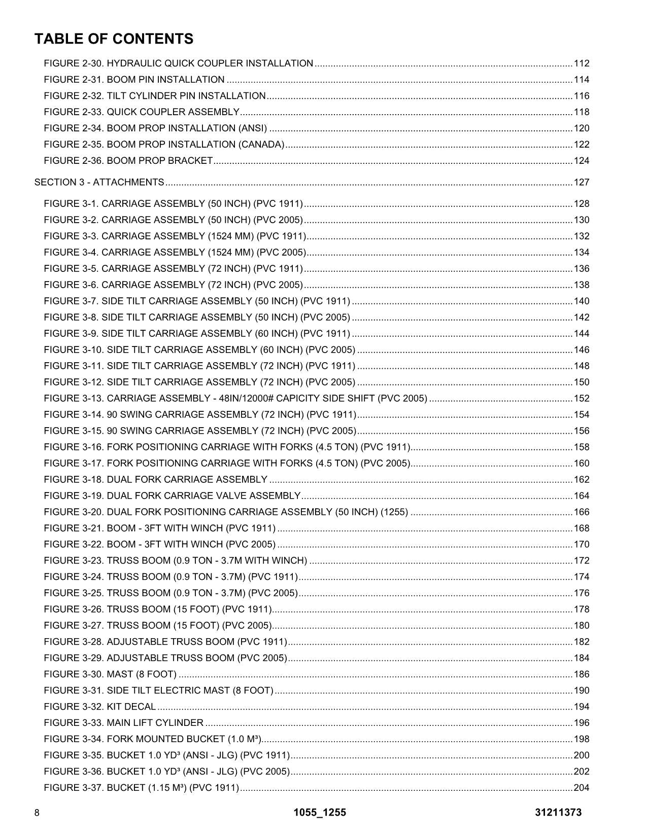 JLG 1055 1255 Telehandler Parts Catalog Manual 31211373