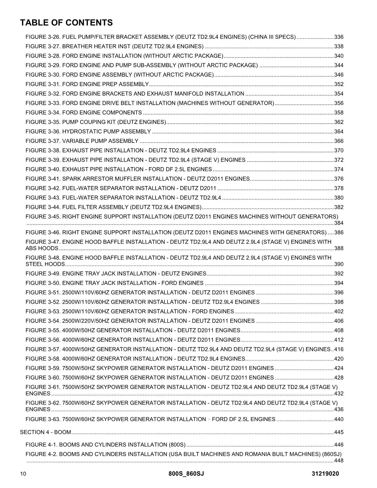 JLG 800S 860SJ Boom Lift Parts Catalog Manual 31219020