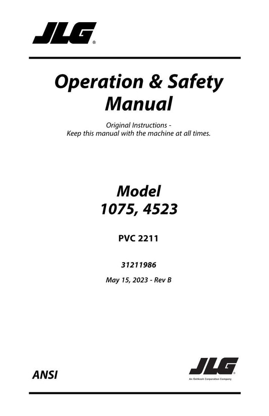 JLG 1075 4523 Telehandler Maintenance Operation Operators Manual 31211986